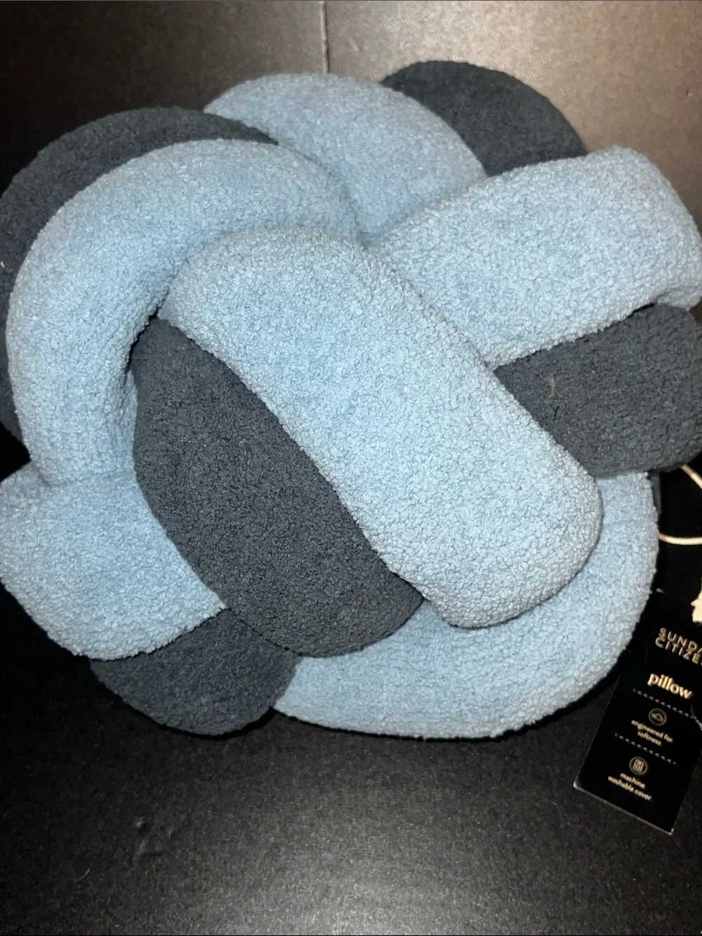 Sunday Citizen 2-tone blues knotted “snug” pillow- NWT